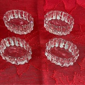 4 Vintage Cut Crystal Salt Cellar Spice Condiment Ramekin dish @2” x1.5”